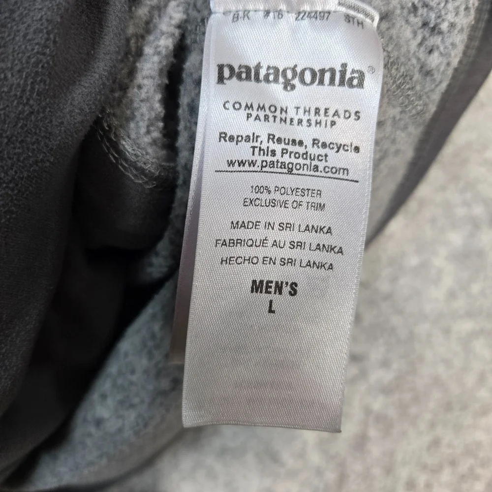Patagonia Better Sweater Vest Mens L Gray Heather Fleece Zip 25881 Logo on back